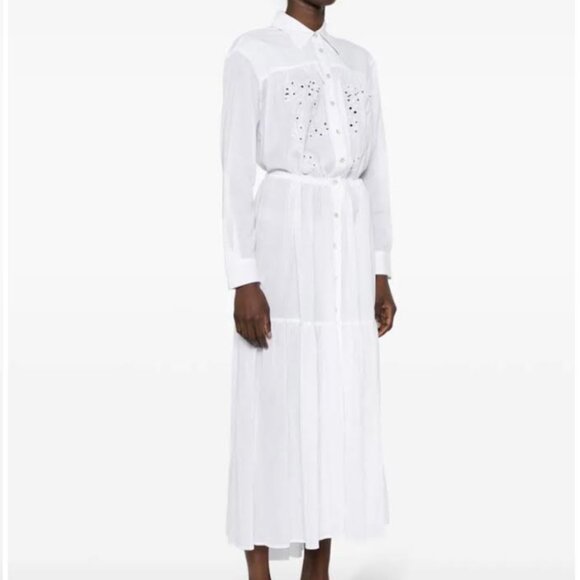 NWT Pinko Dolce Vita Maxi Shirt Dress in white - Picture 11 of 16